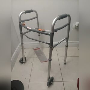 Folding walker with wheels for seniors, portable medical walker with adjustable